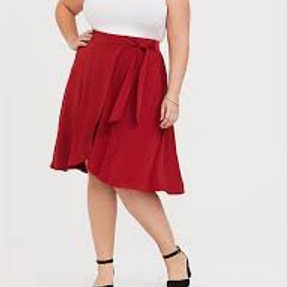 Torrid Scarlet Red Studio Knit Wrap Tulip Skirt